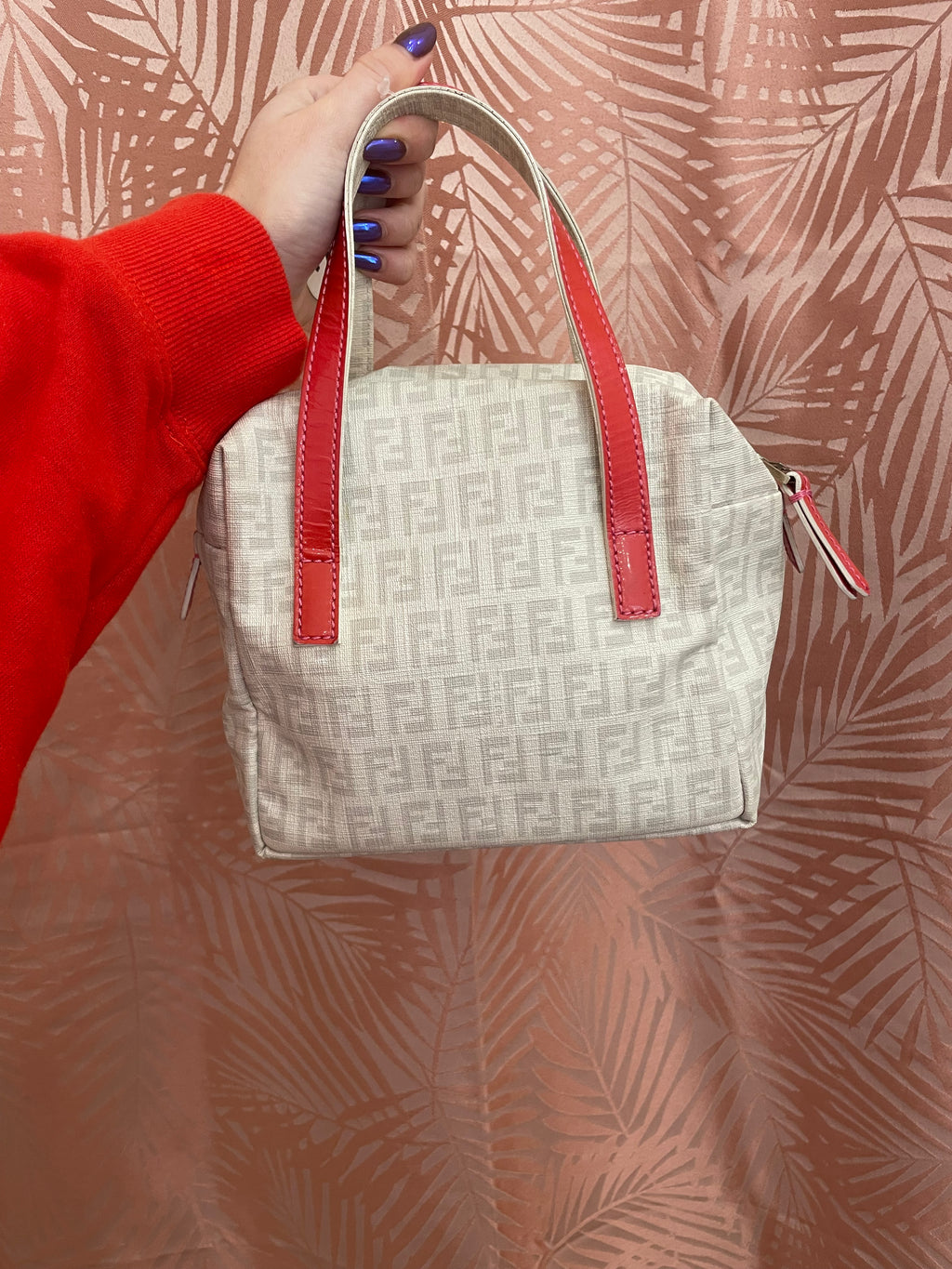 Borsa Fendi zucchino bianco e rosso
