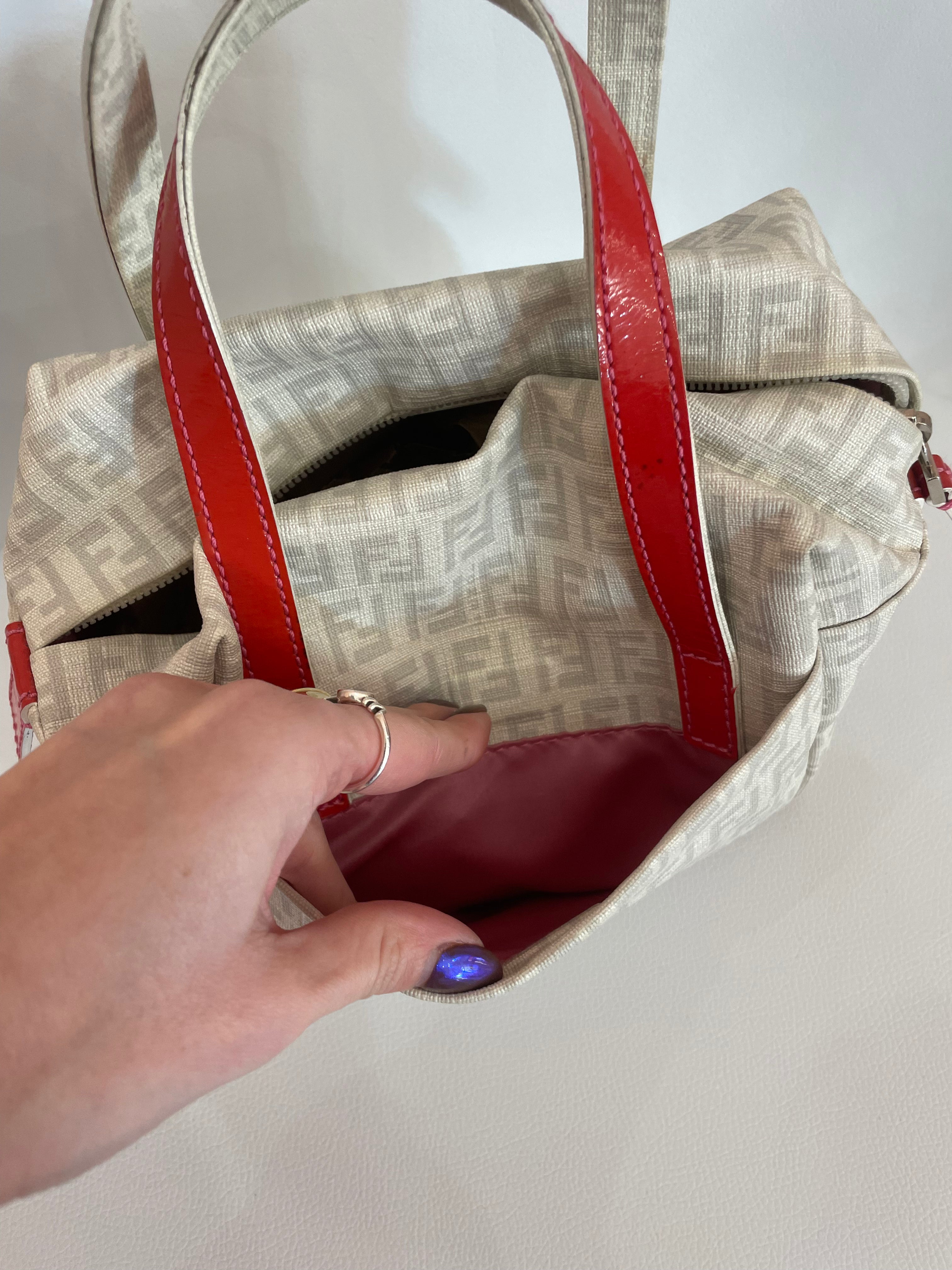 Borsa Fendi zucchino bianco e rosso