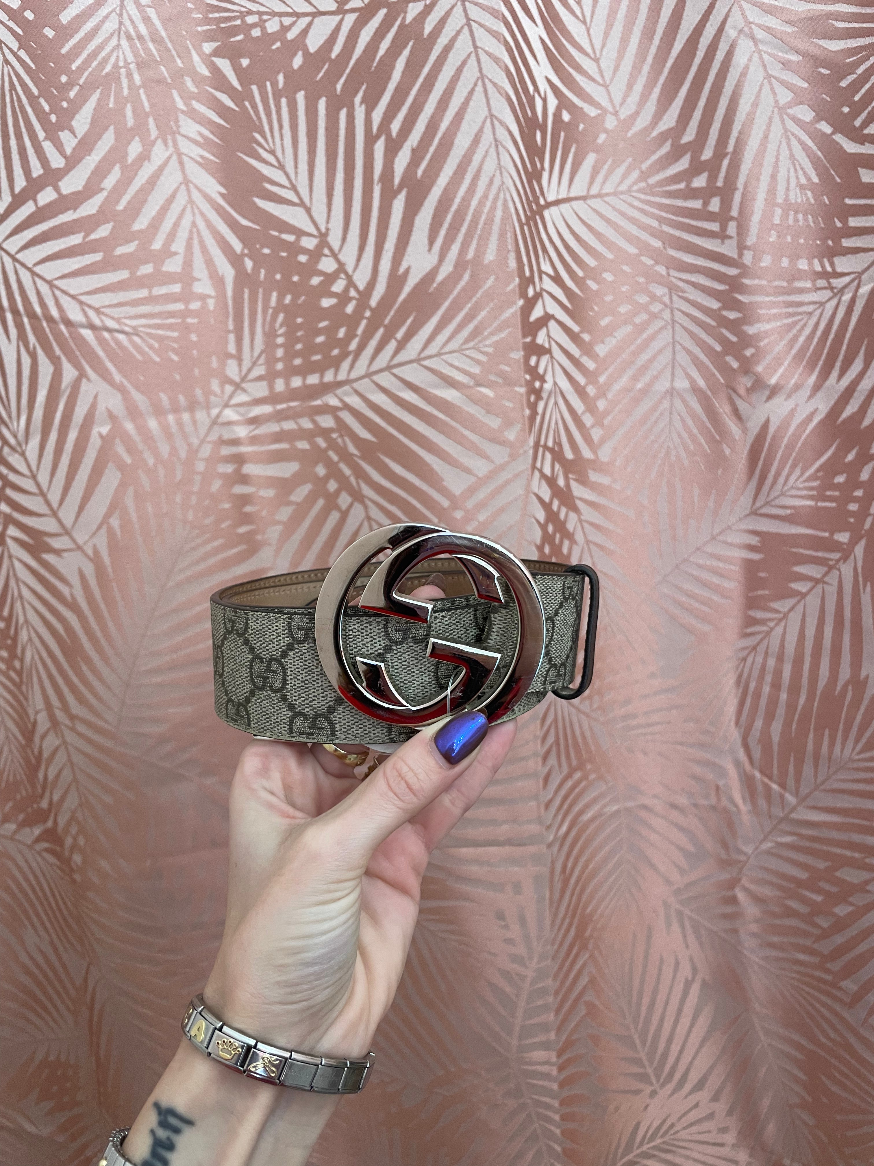 Cintura Gucci interlocking in canvas gg