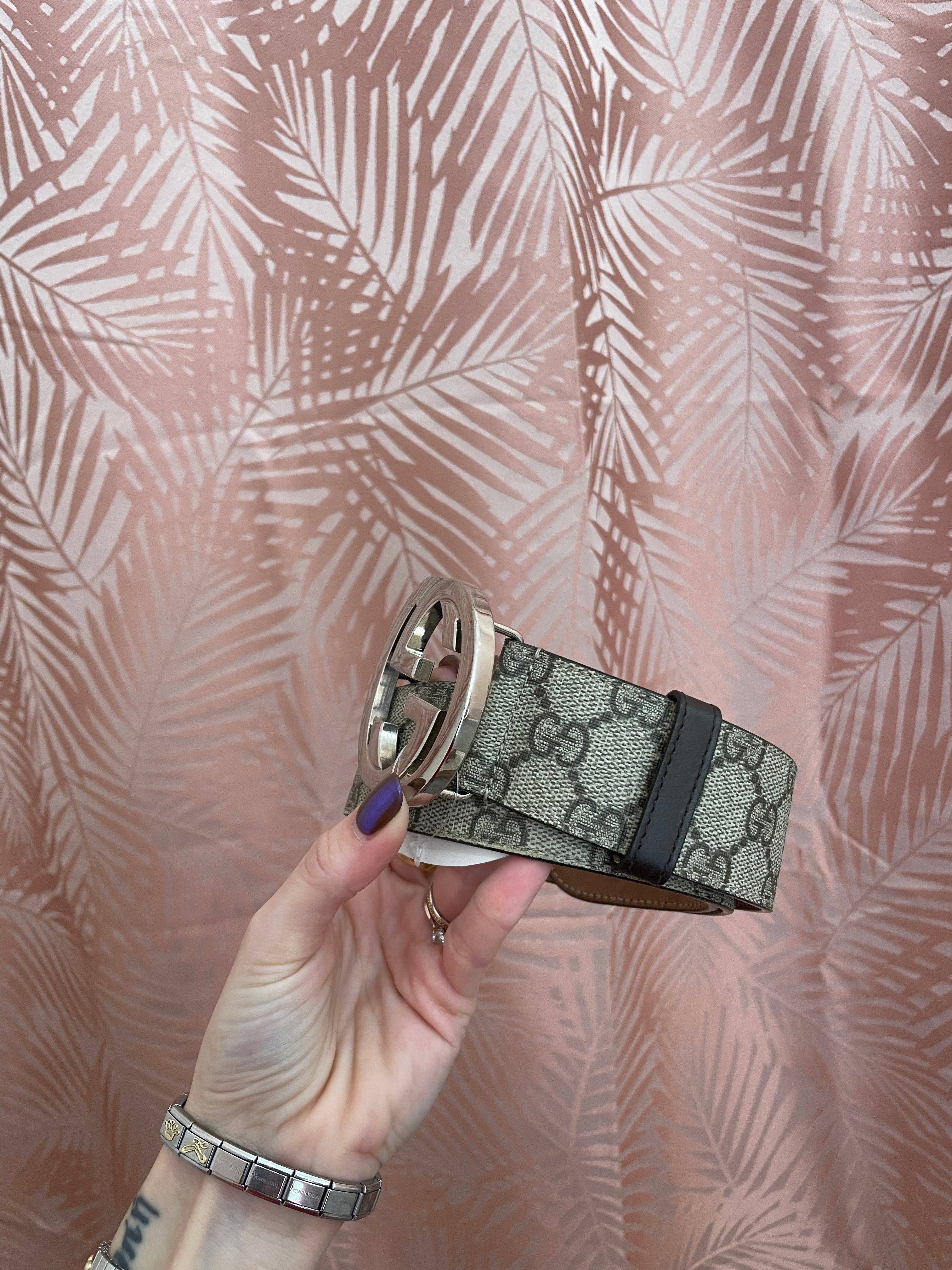 Cintura Gucci interlocking in canvas gg