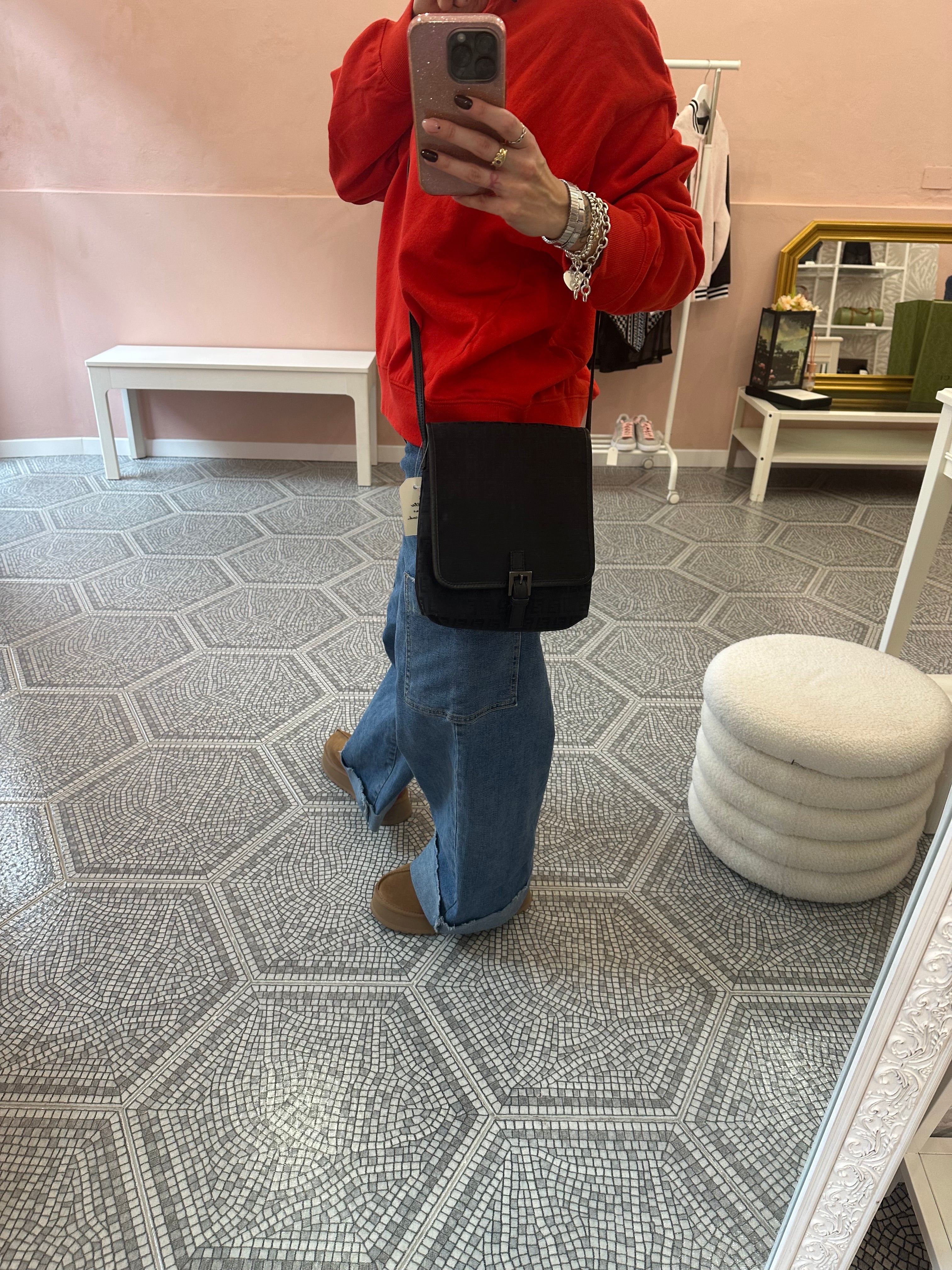 Borsa Tracolla Fendi zucchino nera