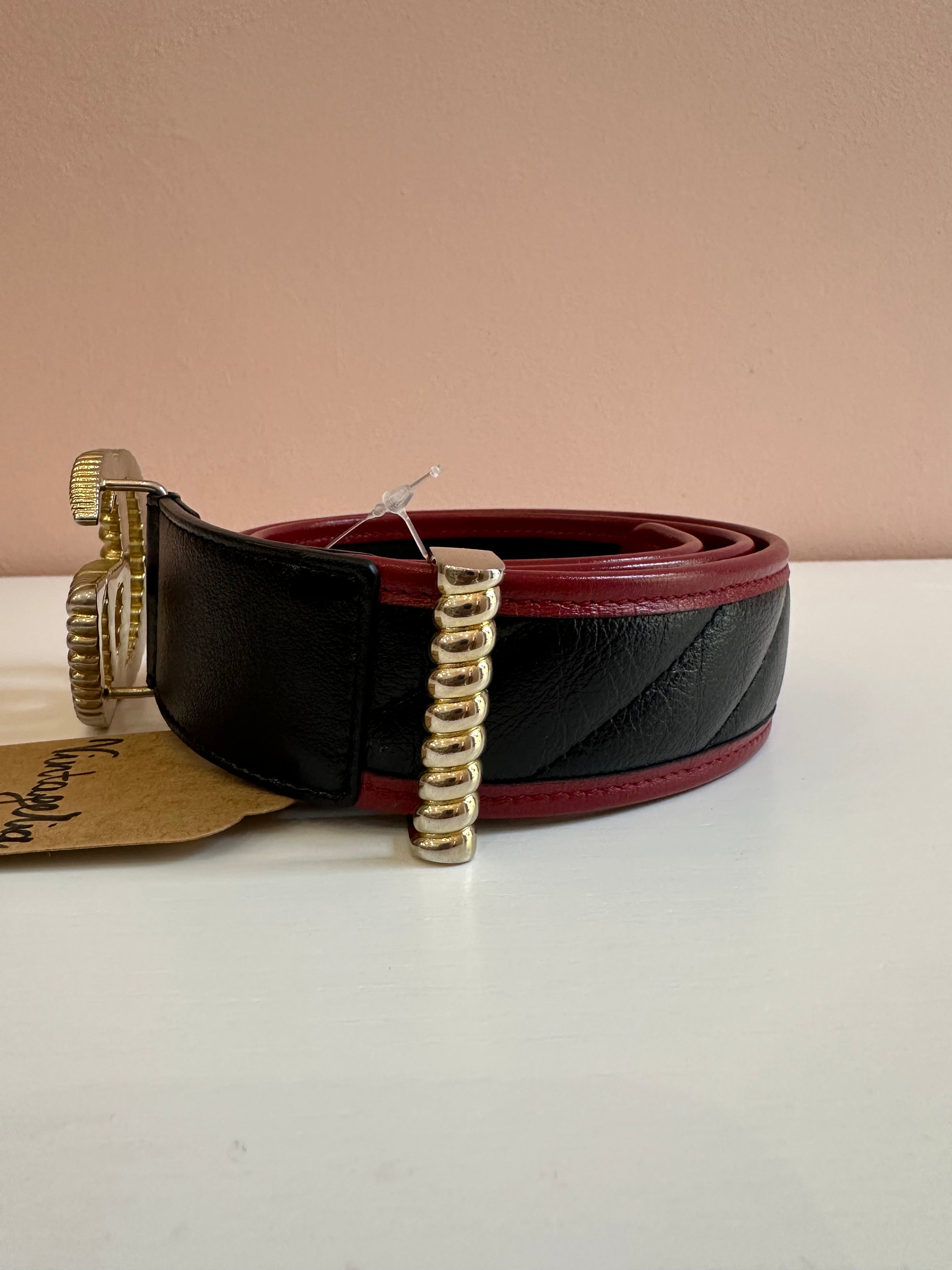 Cintura Gucci marmont ed.limitata torchon nera e bordeaux