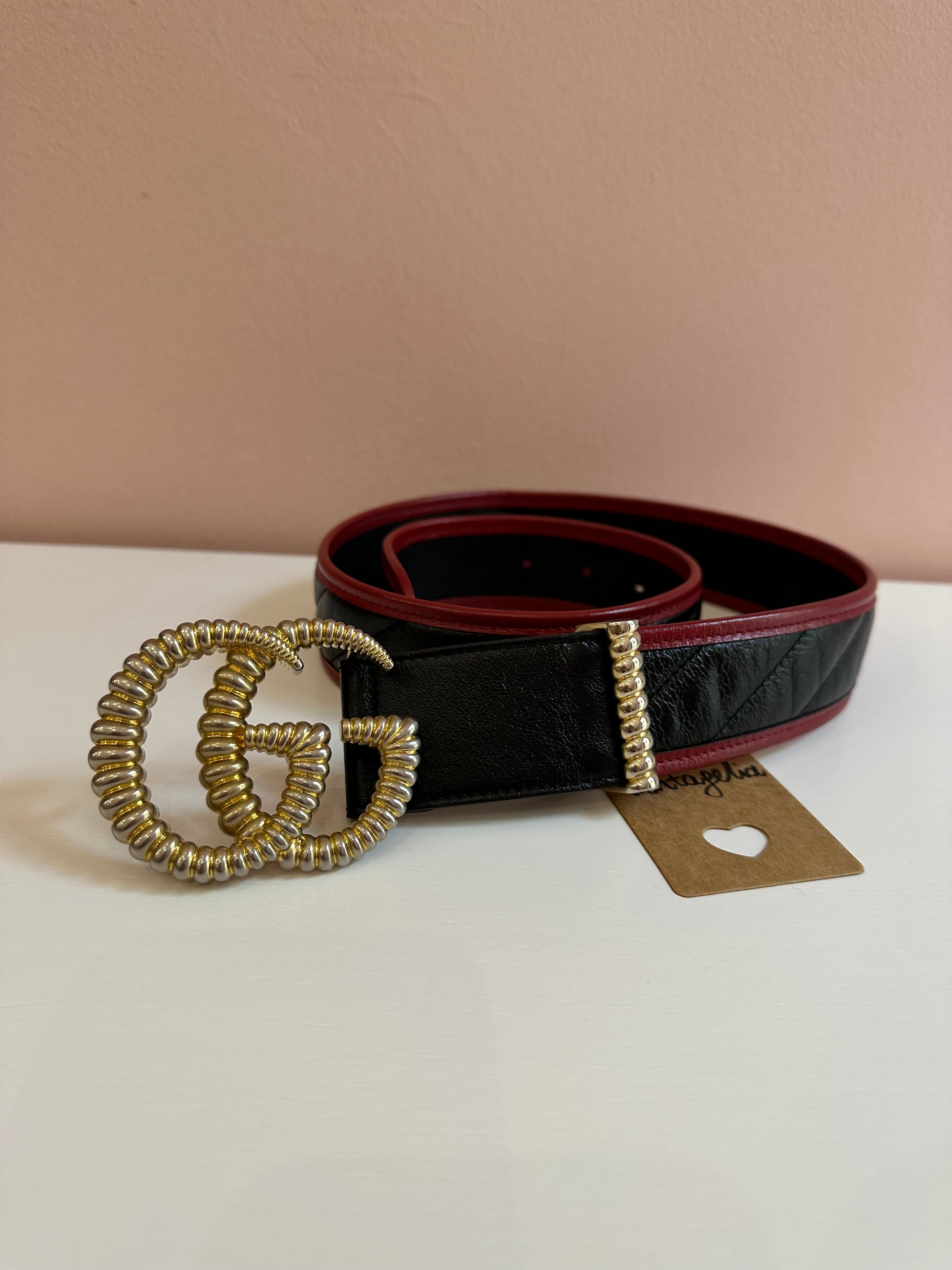 Cintura Gucci marmont ed.limitata torchon nera e bordeaux