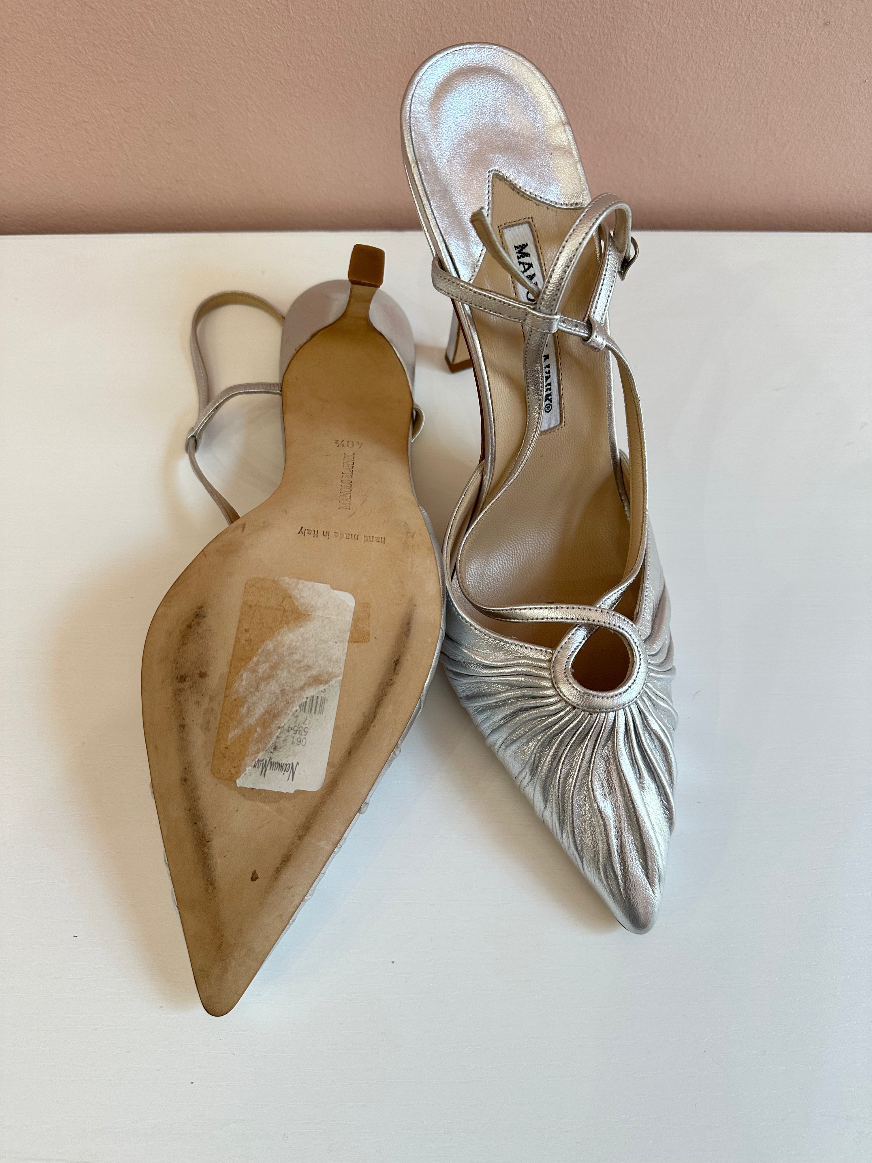 Scarpe Manolo Blahnik decolletè argento