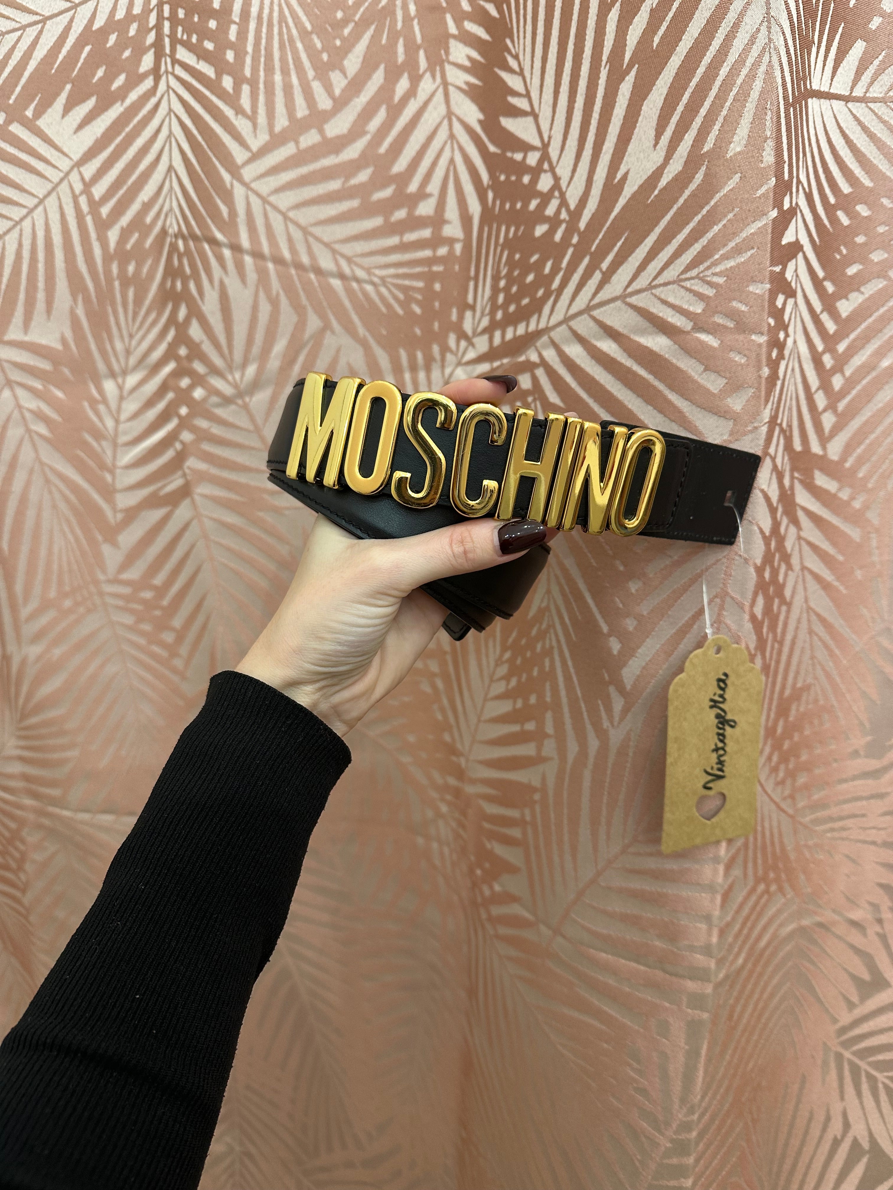 Cintura Moschino pelle nera