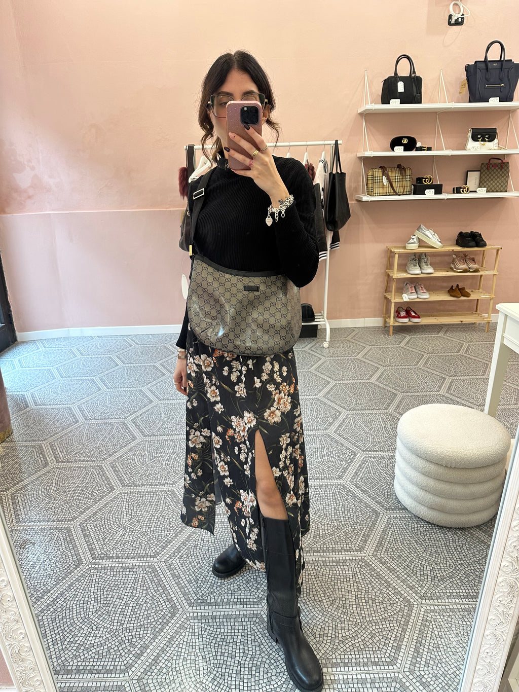 Borsa Gucci hobo in GG blu